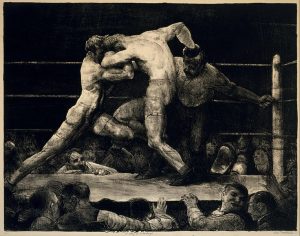 George Bellows, A Stag at Starkey's, c. 1917, lithograph on smooth cream wove paper, Lucas Museum of Narrative Art