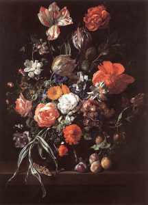 Rachel Ruysch, "Still-Life with Bouquet of Flowers and Plums", 1704, Royal Museums of Fine Arts of Belgium 