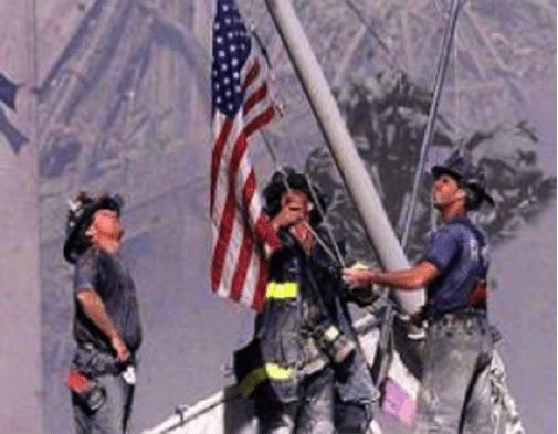 9/11 Firemen and Flag