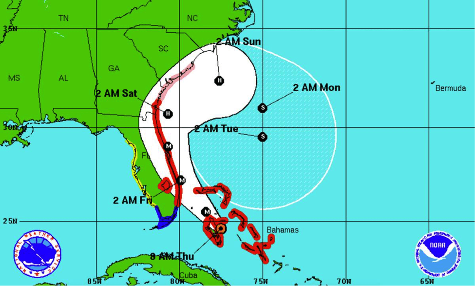 Map of Hurricane Matthew